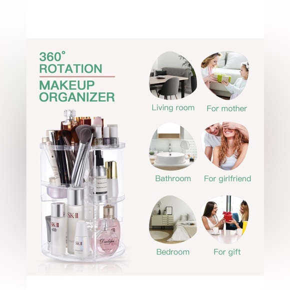 360RotatingMakeup💄OrganizerDIY AdjustableSpinning,FoldableMakeupStorageDisplay - Picture 7 of 7